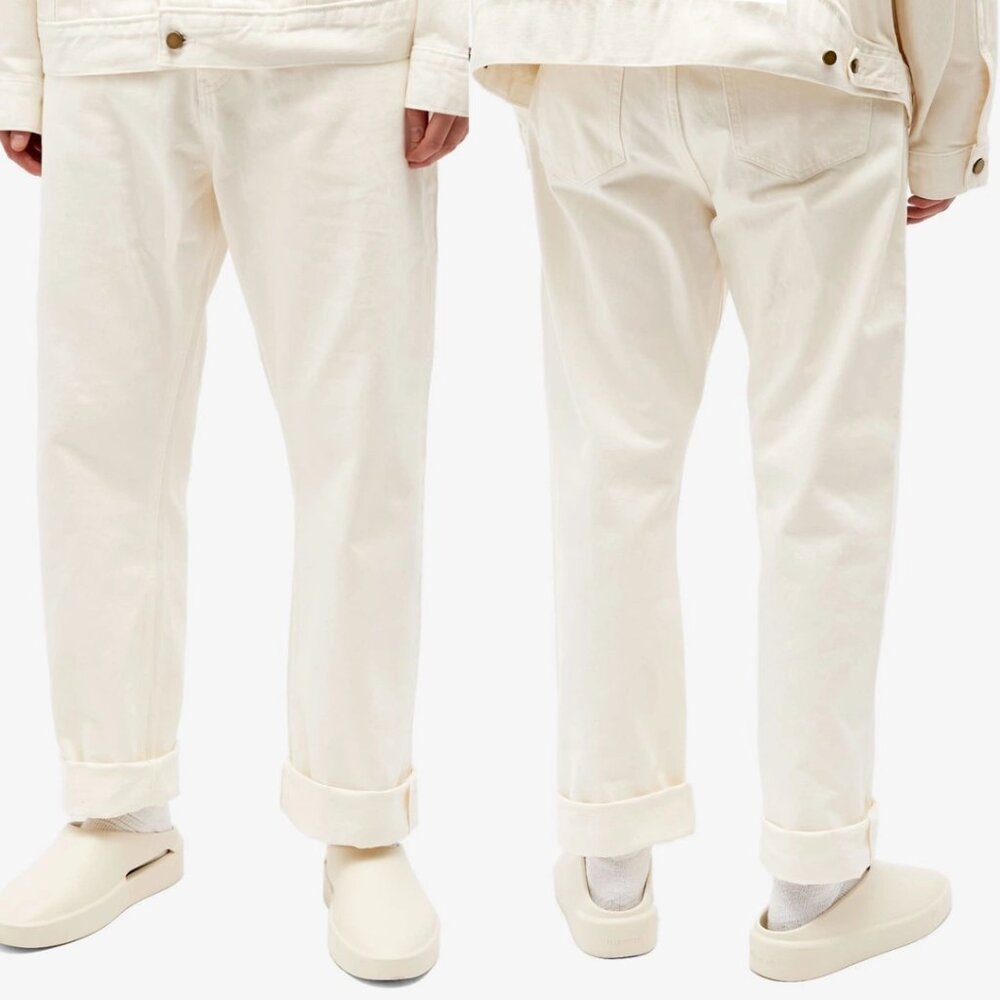 Fear Of God Essentials 5 Pocket Denim Jeans In Cloud Dancer Straight Leg